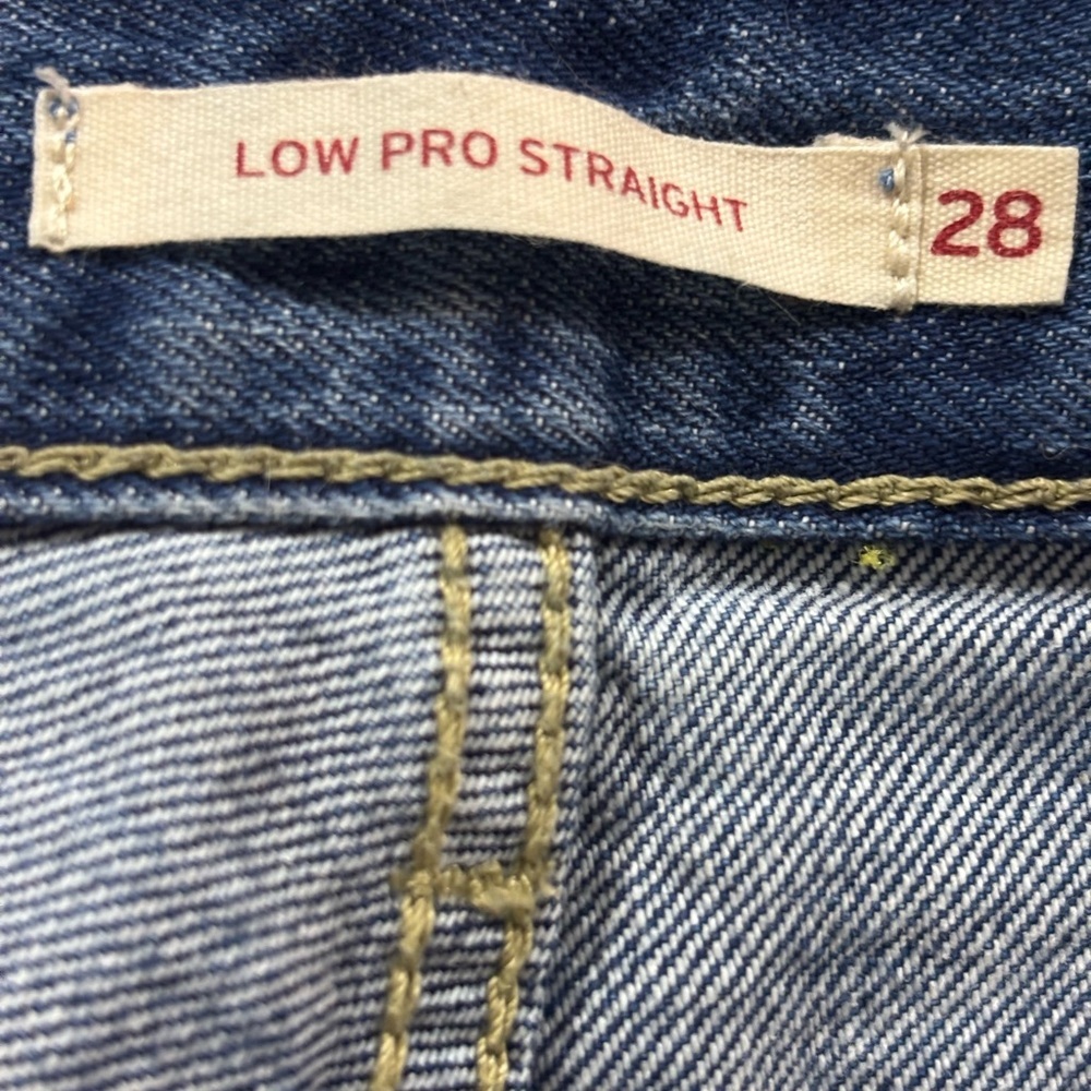 Levi’s Low Pro Straight Denim Jeans 28 Grunge Distressed Ripped Low Waist - Picture 3 of 4